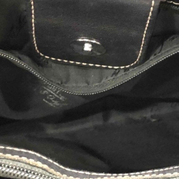 Vintage Fossil Black Leather Shoulder Double Handles HandBag Purse - Picture 3 of 8